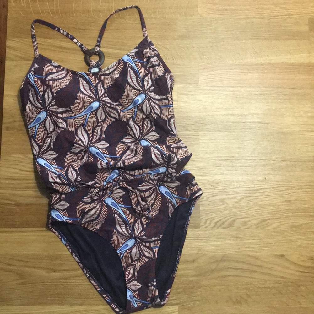 Loft one piece blouson tropic print swimsuit